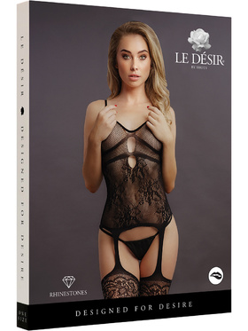 Le Désir: Suspender Rhinestone Bodystocking, One Size