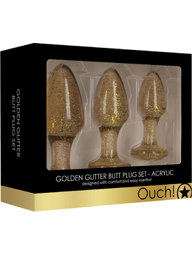 Ouch!: Golden Glitter Butt Plug Set
