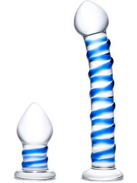 Gläs: 2pc Double Penetration, Glass Dildo & Plug Set