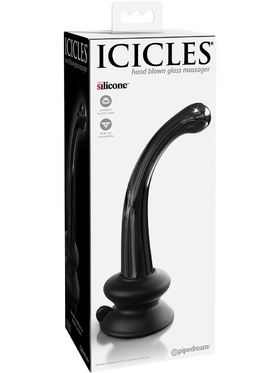 Icicles: No. 87 Glasdildo med Sugpropp, svart