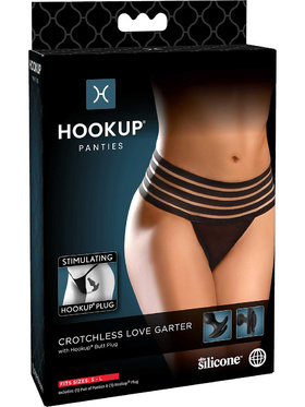 Hookup Panties: Crotchless Love Garter with Plug