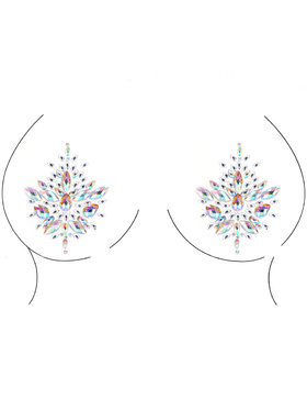Le Désir: Open-Cup Strappy Teddy & Nipple Bling Sticker, One Size