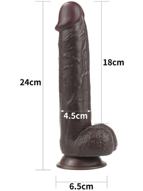 LoveToy: Sliding-Skin Dildo, 24 cm, mörk