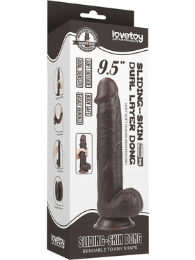 LoveToy: Sliding-Skin Dildo, 24 cm, mörk