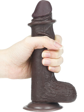 LoveToy: Sliding-Skin Dildo, 17.5 cm, mörk