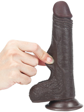 LoveToy: Sliding-Skin Dildo, 17.5 cm, mörk