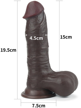 LoveToy: Sliding-Skin Dildo, 19.5 cm, mörk