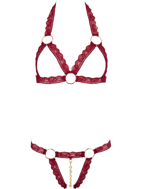 Cottelli Lingerie: BH-set med elastiska spetsband, röd