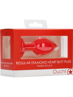 Ouch!: Regular Diamond Heart Butt Plug, röd