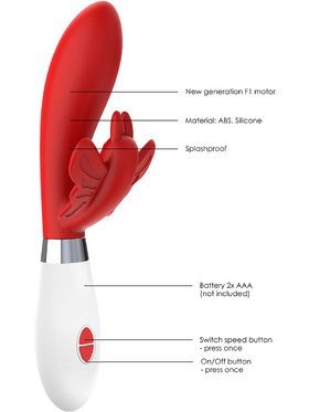 Luminous: Alexios, Ultra Soft Silicone Rabbit Vibrator, röd
