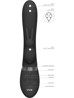 Vive: Taka, Inflatable Rabbit Vibrator, svart