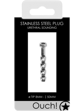 Ouch!: Urethral Sounding, Stainless Steel Plug, 8 mm