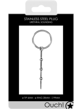 Ouch!: Urethral Sounding, Steel Plug with Ring, 6 mm