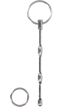 Ouch!: Urethral Sounding, Steel Ribbed Plug with Ring, 8 mm