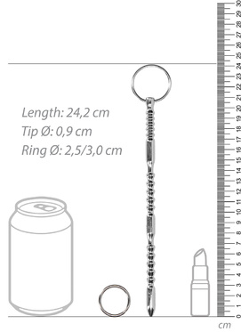 Ouch!: Urethral Sounding, Steel Ribbed Dilator with Ring, 9 mm