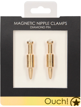 Ouch!: Magnetic Nipple Clamps, Diamond Pin, guld