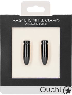 Ouch!: Magnetic Nipple Clamps, Diamond Bullet, svart