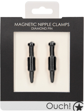 Ouch!: Magnetic Nipple Clamps, Diamond Pin, svart