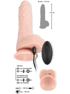 You2Toys: RC Medical Silicone Vibrator, Thrusting & Vibrating, 21 cm