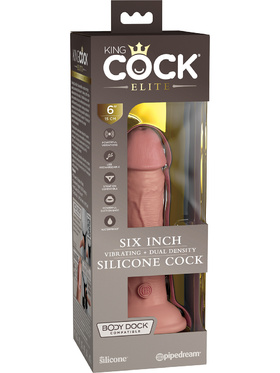 King Cock Elite: Dual Density Silicone Vibrating Cock, 18 cm, ljus