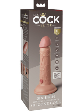 King Cock Elite: Dual Density Silicone Vibrating Cock, 18 cm, ljus