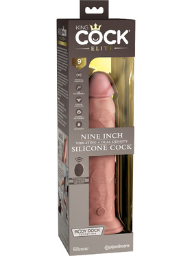 King Cock Elite: Dual Density Silicone Vibrating Cock, 25 cm, ljus