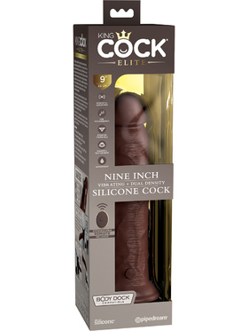 King Cock Elite: Dual Density Silicone Vibrating Cock, 25 cm, mörk