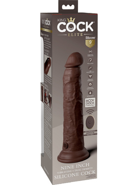 King Cock Elite: Dual Density Silicone Vibrating Cock, 25 cm, mörk