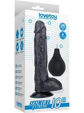 LoveToy: Squirt Extreme Dildo, 26 cm, svart