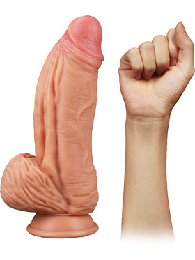 LoveToy: Dual-Layered Silicone Cock, 25 cm, ljus