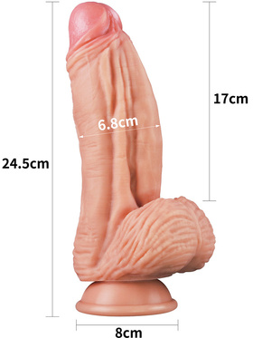 LoveToy: Dual-Layered Silicone Cock, 25 cm, ljus