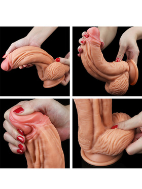 LoveToy: Dual-Layered Silicone Cock, 25 cm, ljus