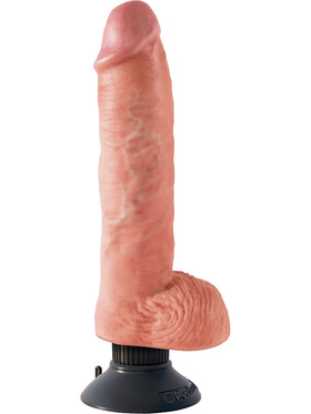 King Cock: Vibrating Cock with Balls, 25 cm, ljus