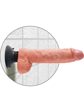 King Cock: Vibrating Cock with Balls, 25 cm, ljus