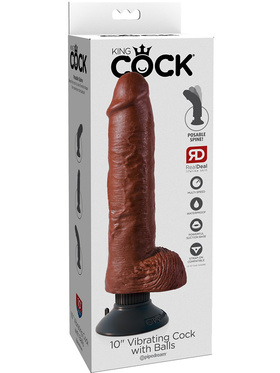 King Cock: Vibrating Cock with Balls, 25 cm, mörk
