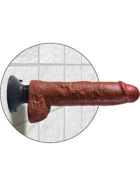 King Cock: Vibrating Cock with Balls, 25 cm, mörk