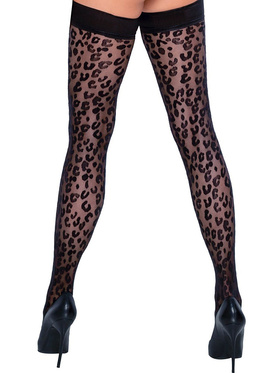 Cottelli Legwear: Leopard Hold Up Stockings