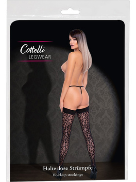 Cottelli Legwear: Leopard Hold Up Stockings