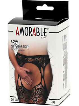 Amorable by Rimba: Tights med Höfthållare, svart, One Size