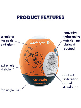 Satisfyer: Masturbator Egg, Crunchy, 3-pack