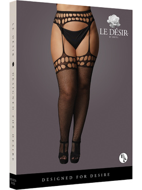 Le Désir: Garterbelt Stockings with Open Design, One Size Plus