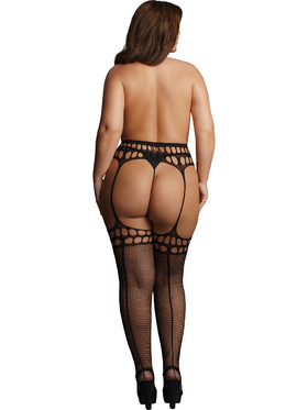 Le Désir: Garterbelt Stockings with Open Design, One Size Plus