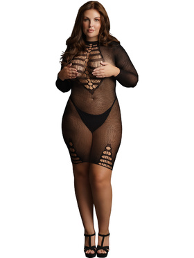 Le Désir: Long Sleeve Fishnet Dress, One Size Plus