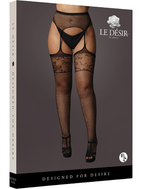 Le Désir: Garterbelt Stockings with Lace Top, One Size Plus