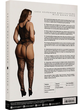 Le Désir: Lace Suspender Bodystocking with Round Neck, One Size Plus