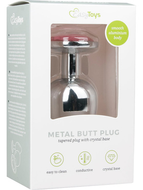 EasyToys: Metal Butt Plug No. 6 with Crystal, large, silver/rosa