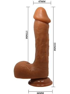 Beautiful Johnson: Realistisk Dildo med Sugpropp, 22 cm, mörk