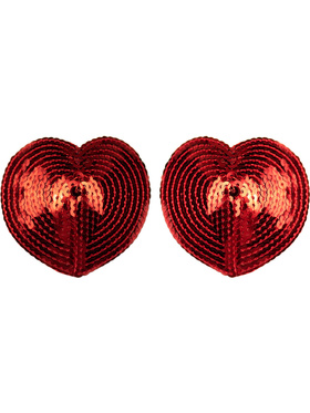 Bye Bra: Heart Nipple Covers, röd