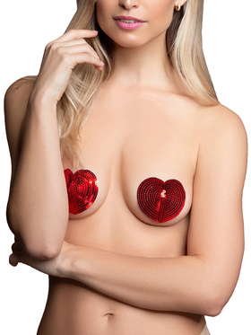 Bye Bra: Heart Nipple Covers, röd