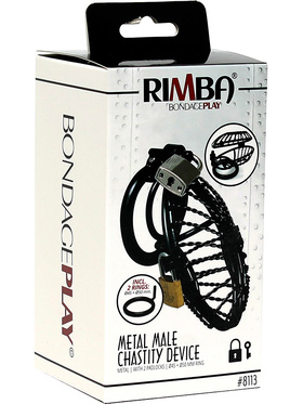 Rimba: Metal Male Chastity Device with Padlocks, svart